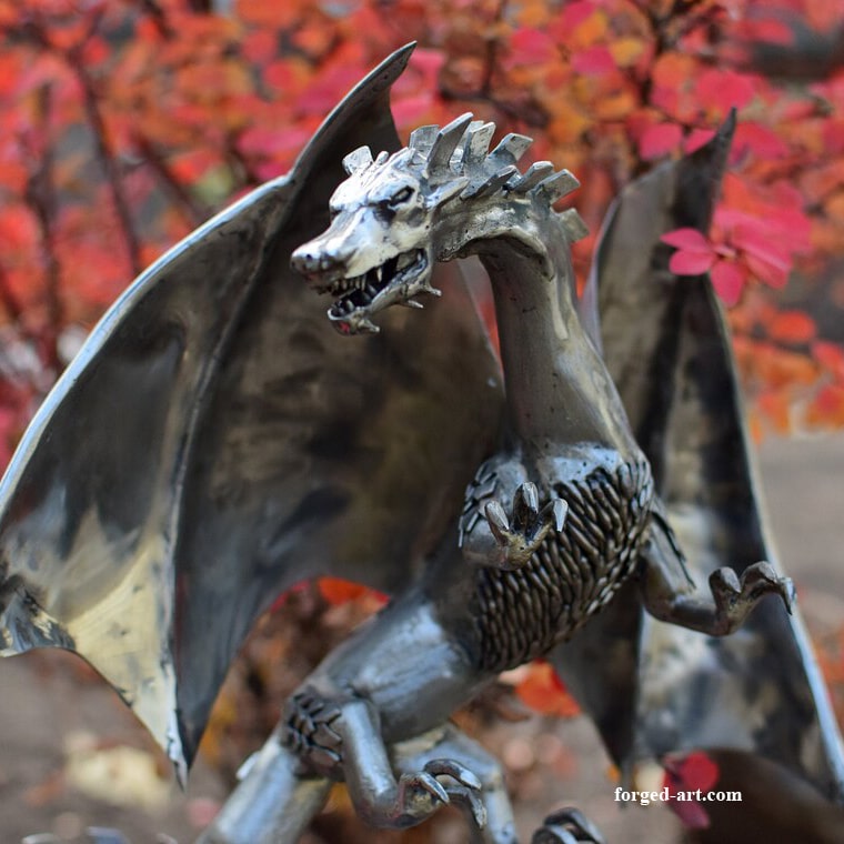 Forged dragon - stainless steel figure