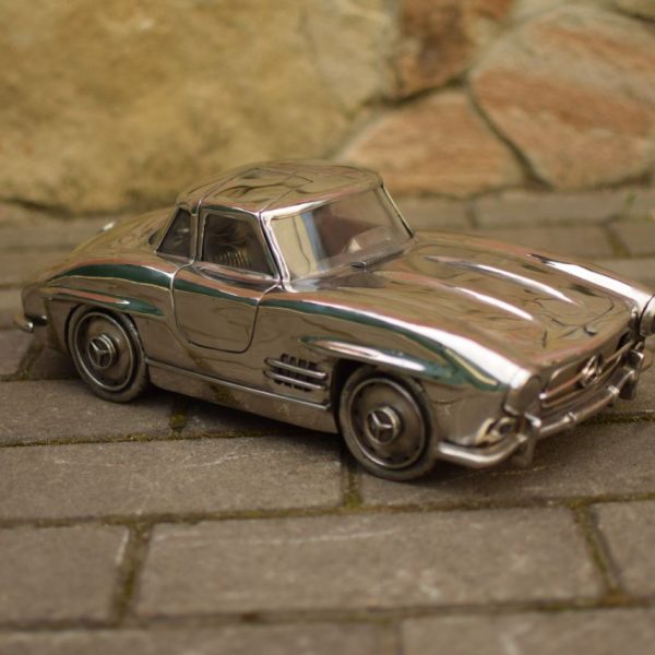 Handmade stainless steel Mercedes-Benz 300 SL Gullwing model