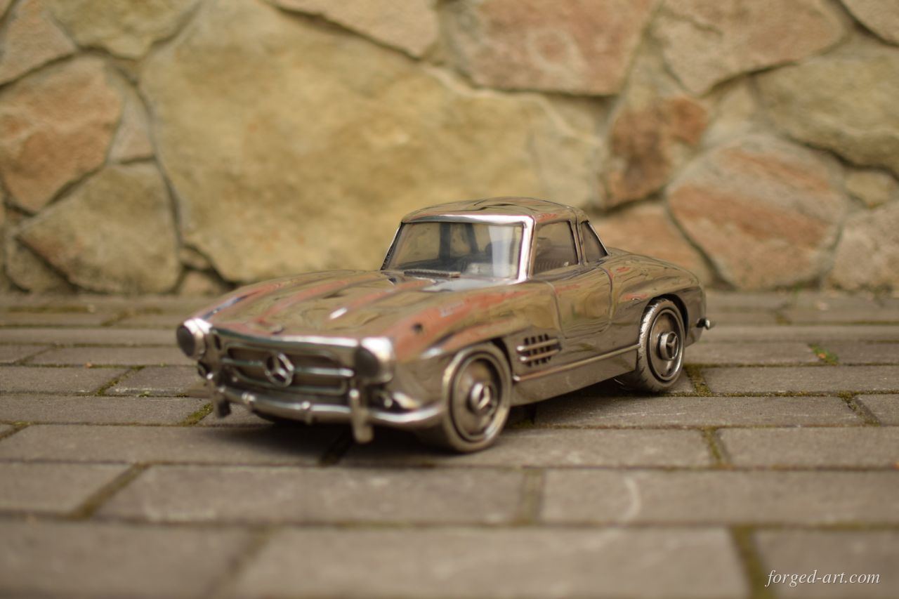 Handmade stainless steel Mercedes-Benz 300 SL Gullwing model