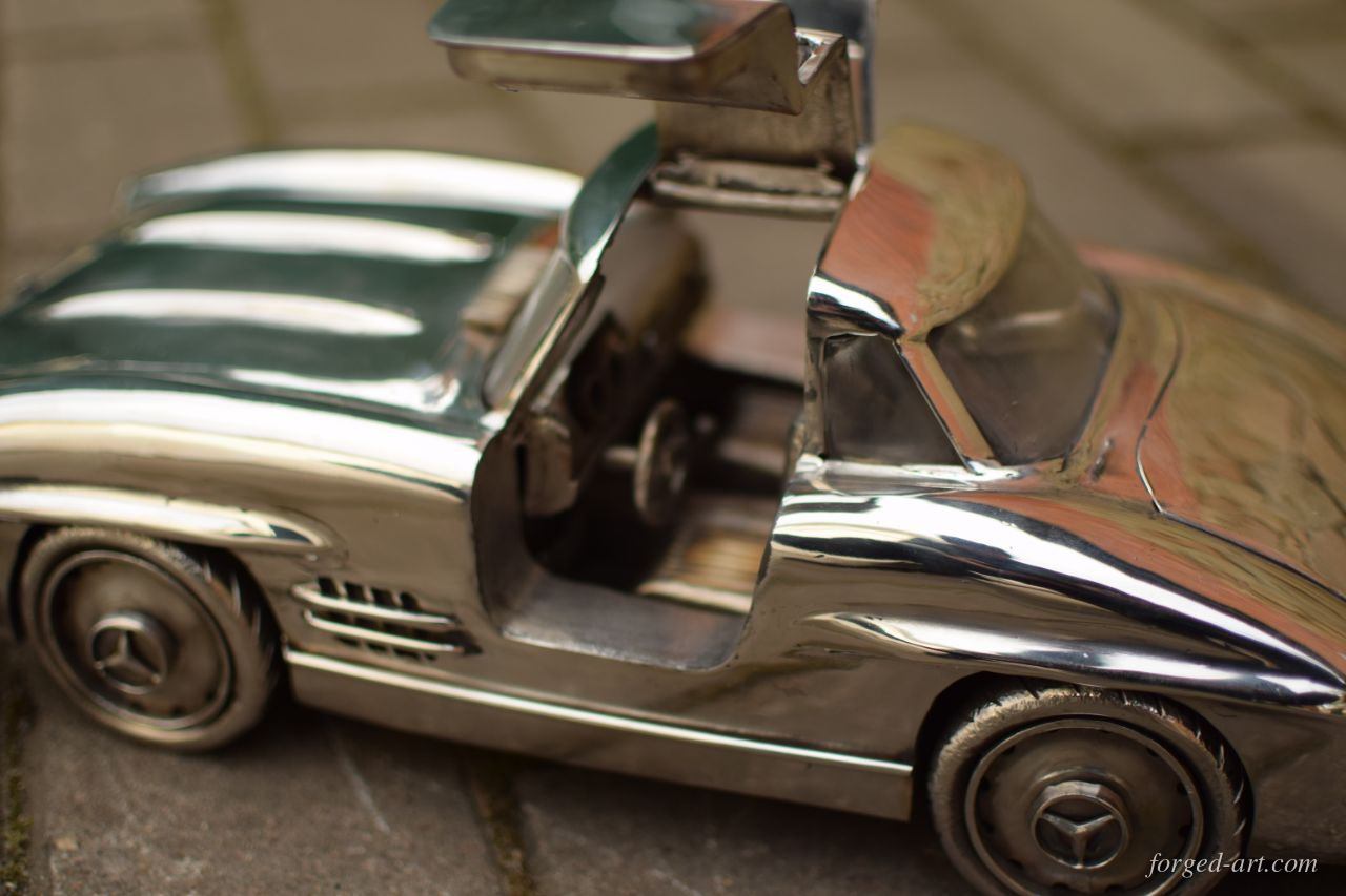 Handmade stainless steel Mercedes-Benz 300 SL Gullwing model